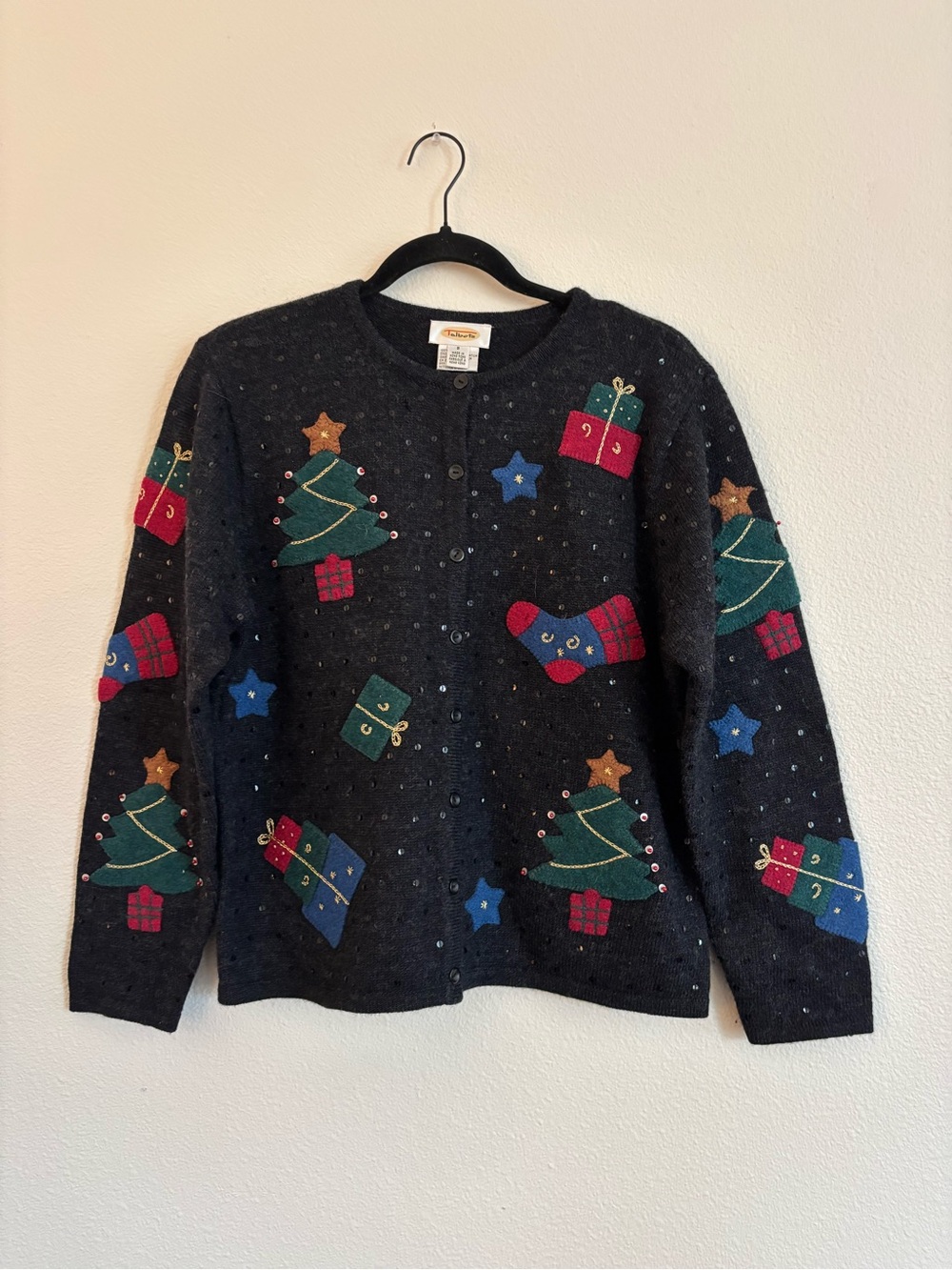 vintage Talbots wool holiday cardigan size small